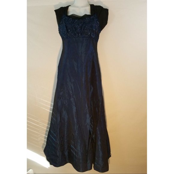 Zum Zum by Niki Livas vintage Formal Dress Size 9 Iridescent blue Modesty Beaded - Picture 7 of 9
